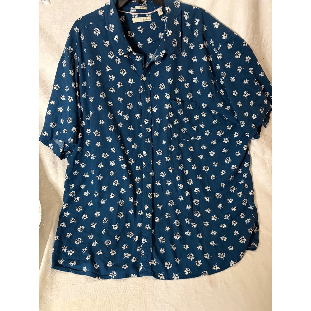 Hawker Rye Mens 3XL Blue Floral Short Sleeve Button Down Shirt Regular Fit